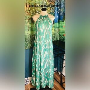 Adelyn Rae Teal Patterned Maxi Dress